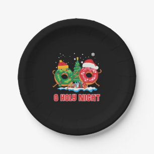 O Holy Night Funny Christmas Doughnut Pun Gift Xma Paper Plate