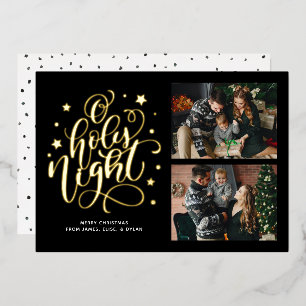 O Holy Night Hand Letter Photo Holiday Card