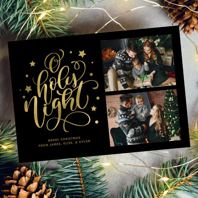 O Holy Night Hand Letter Photo Holiday Card (Creator Uploaded)
