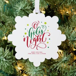 O Holy Night Hand Letter Photo Tree Decoration Card