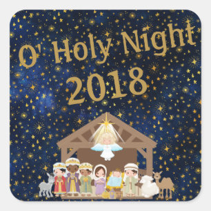 O' Holy Night Manger Jesus Wise Men Stickers