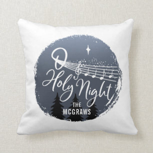 O Holy Night:  Music Notes + Stars Personalised Cushion