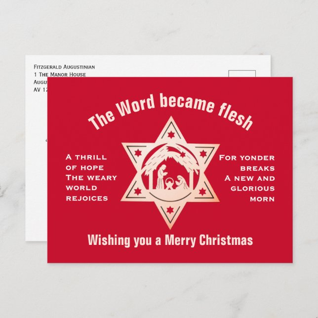 O HOLY NIGHT Nativity Christmas Holiday Postcard (Front/Back)