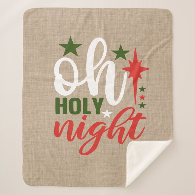 O Holy Night Religious Christmas Sherpa Blanket (Front)