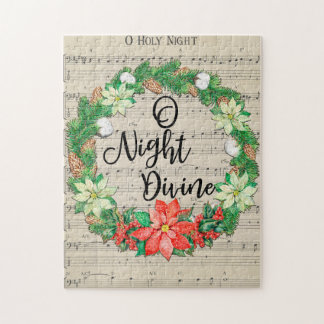 O Holy Night Sheet Music Christmas Wreath Jigsaw Puzzle