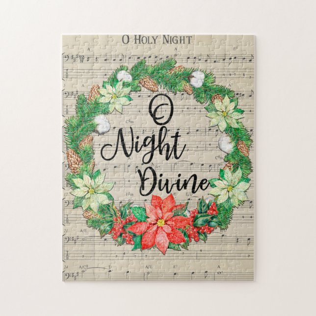O Holy Night Sheet Music Christmas Wreath Jigsaw Puzzle (Vertical)
