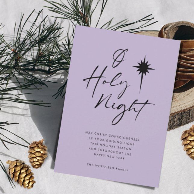 O Holy Night Star of Bethlehem Chic Lavender Holiday Card (Creator Uploaded)