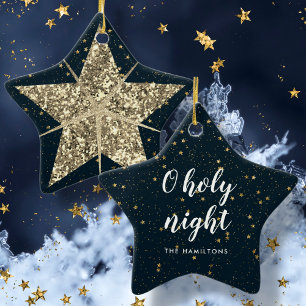 O Holy Night Stars are Brightly Shining Family Ceramic Ornament
