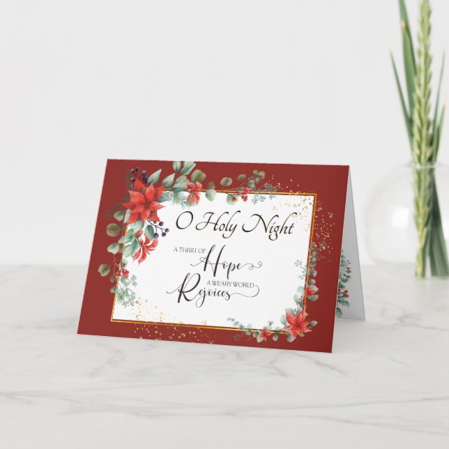 "O Holy Night" Weary World Rejoices Christmas Holiday Card (Front)