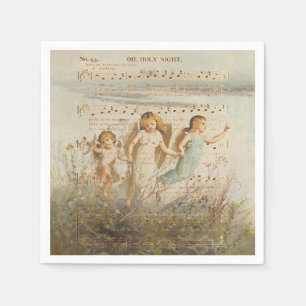 O Holy Night with Angels Paper Napkin