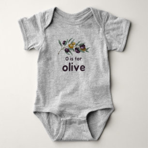 O is for OLIVE Green Veggie Alphabet O Baby Bodysuit