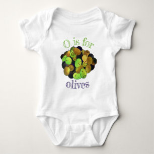 O is for OLIVES Mediterranean Black Green Mixed Baby Bodysuit