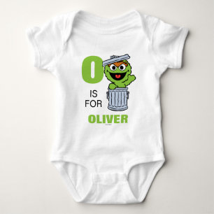 O is for Oscar the Grouch   Add Your Name Baby Bodysuit