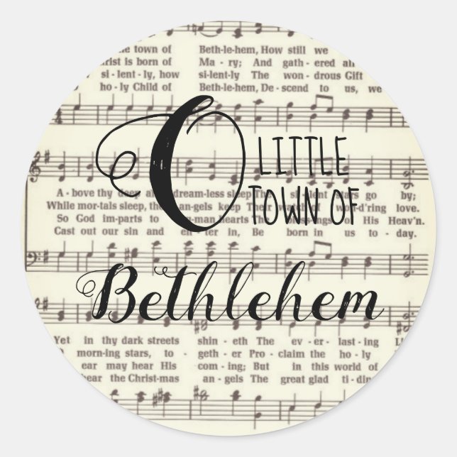 O Little Town of Bethlehem Classic Round Sticker (Front)