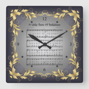 O Little Town Of Bethlehem ~ Sheet Music ~ * ~ Square Wall Clock
