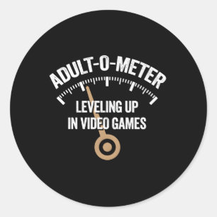 -O-Meter Leveling Up In Video Games Classic Round Sticker