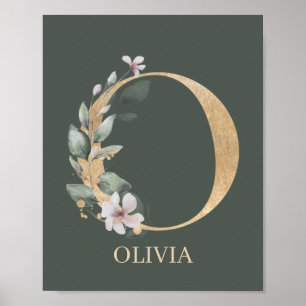 O Monogram Floral Personalised Poster