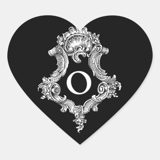 O Monogram Initial Heart Sticker (Front)