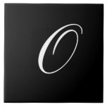 O Monogram Initial White on Black Ceramic Tile<br><div class="desc">Classic White Letter Monogram on Black Background,  O.</div>