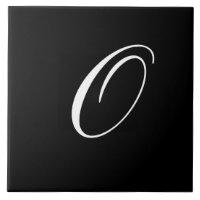 O Monogram Initial White on Black