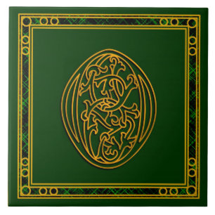 O Monogram "Irish Gold on Green" Ceramic Tiles