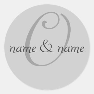 "O" monogram label, personalise first names Classic Round Sticker