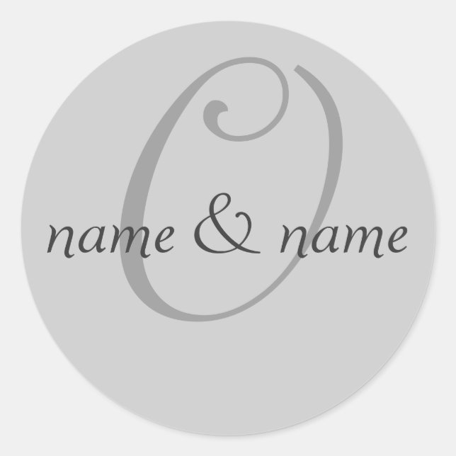 "O" monogram label, personalise first names Classic Round Sticker (Front)