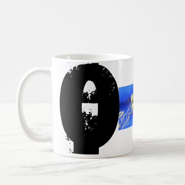 O Monogram Typographic Grunge Mug (Left)