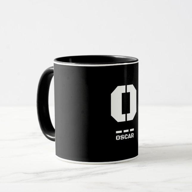 O(Oscar) NATO Phonetic Alphabet & Morse Code Mug (Front Left)