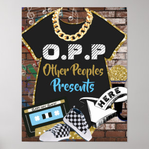 O.P.P Hip Hop Blue Gold Gift Table Sign