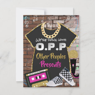 O.P.P Retro 90's Hip Hop Pink Gold Thank You Card