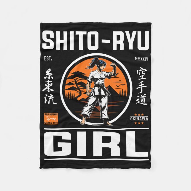 O Ryu Girl Precision And Style In Karate Design!  Fleece Blanket (Front)