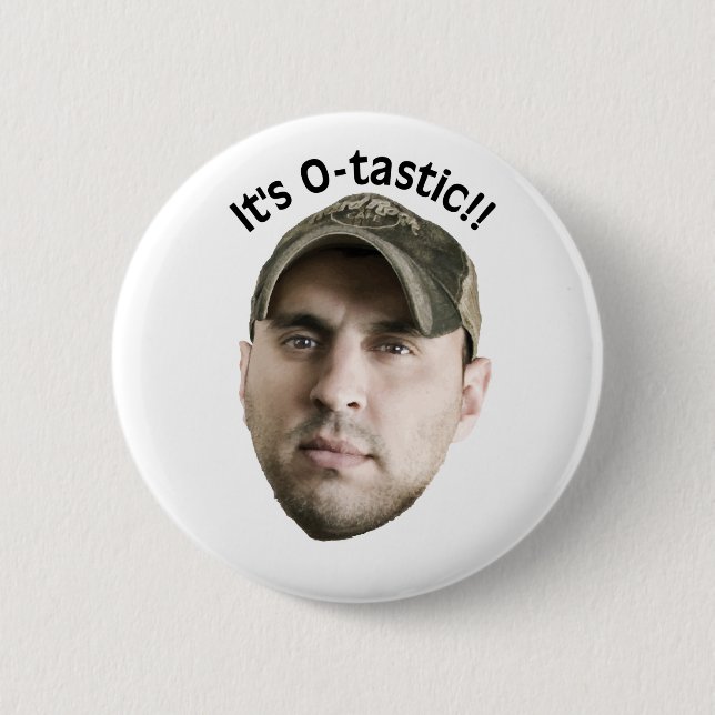 O-tastic button! 6 cm round badge (Front)