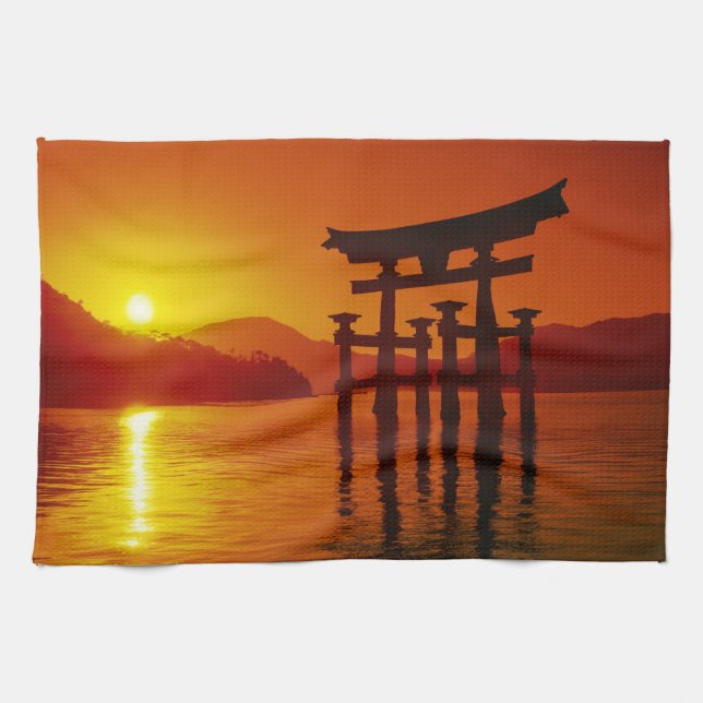 O-Torii Gate, Itsukushima shrine, Miyajima, Tea Towel (Horizontal)