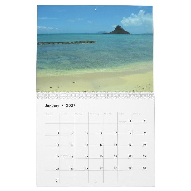Oahu Beach Cottage 2013 Calendar (Jan 2027)