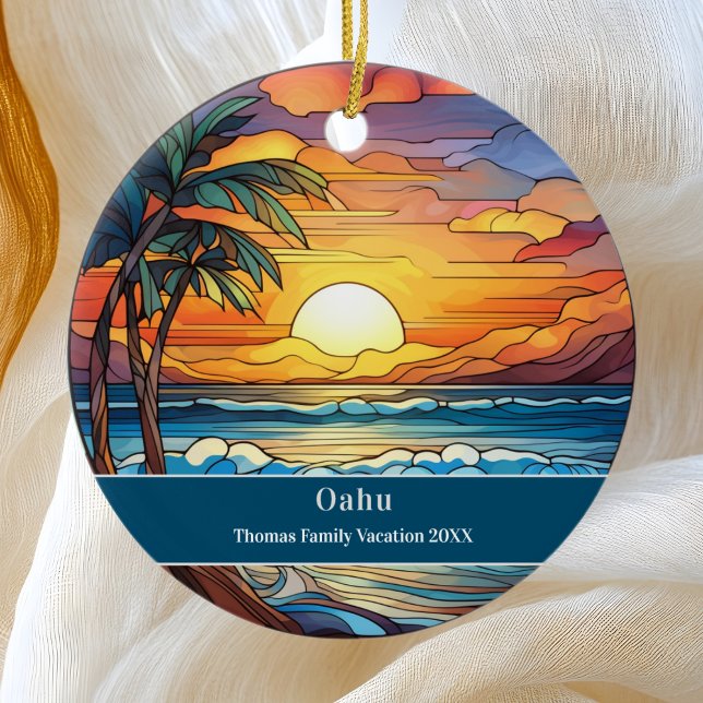 Oahu Beach Vacation Ceramic Ornament (Creator Uploaded)