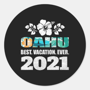 Oahu Best Vacation Ever Souvenir Classic Round Sticker