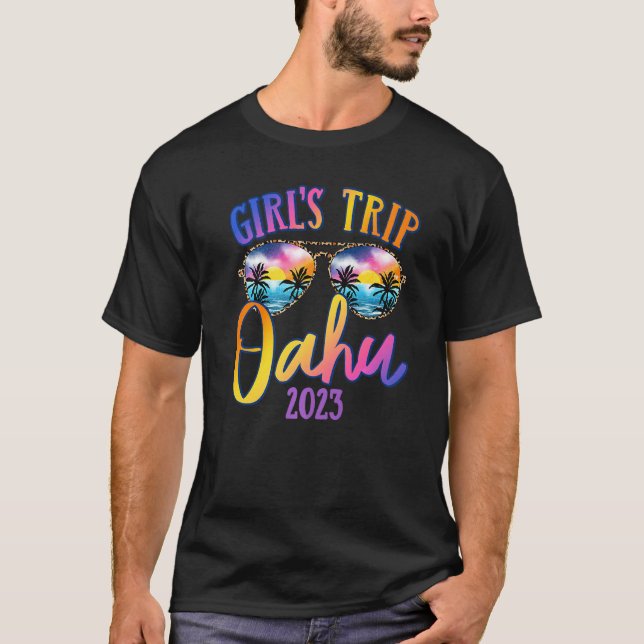 Oahu Hawaii 2023 Girls Trip Sunglasses Summer Girl T-Shirt (Front)