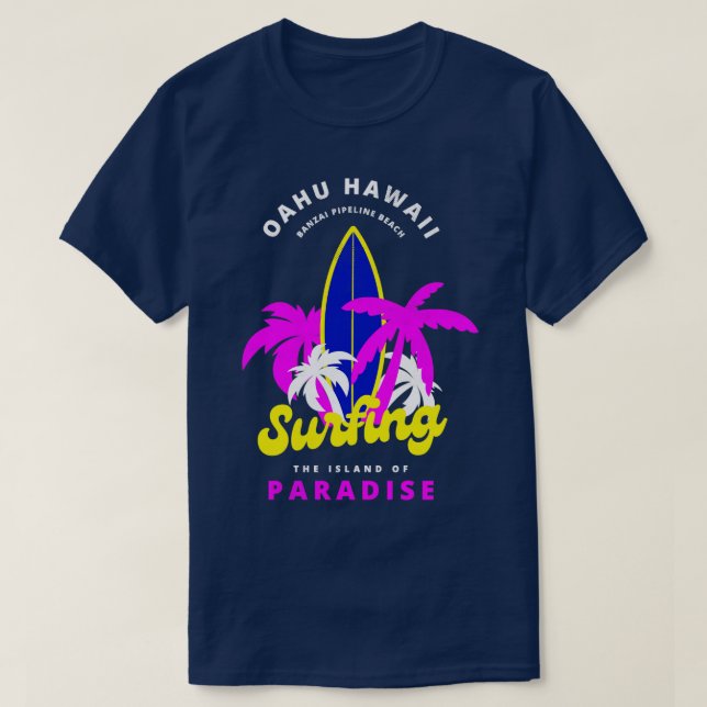 Oahu Hawaii Banzai Pipeline Beach Surfing Island P T-Shirt (Design Front)