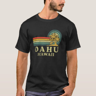 Oahu Hawaii Beach Family Vacation Vintage Palm Tre T-Shirt