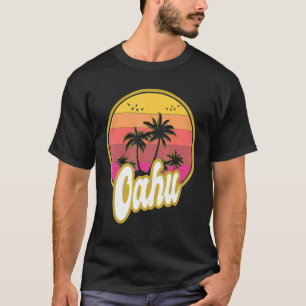 Oahu Hawaii Beach Retro Sunset T-Shirt