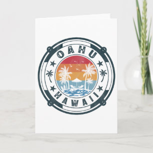 Oahu Hawaii Beach Summer Vacation Vintage Sunset  Card