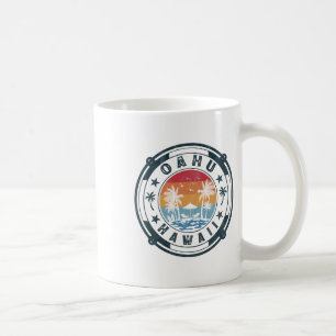 Oahu Hawaii Beach Summer Vacation Vintage Sunset Coffee Mug