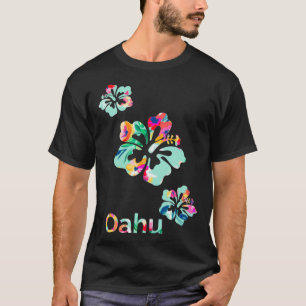 Oahu Hawaii Hawaiian Island Surf Hibiscus Flower S T-Shirt
