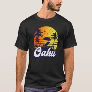 Oahu Hawaii Hawaiian Sunset Beach Retro Premium T-Shirt