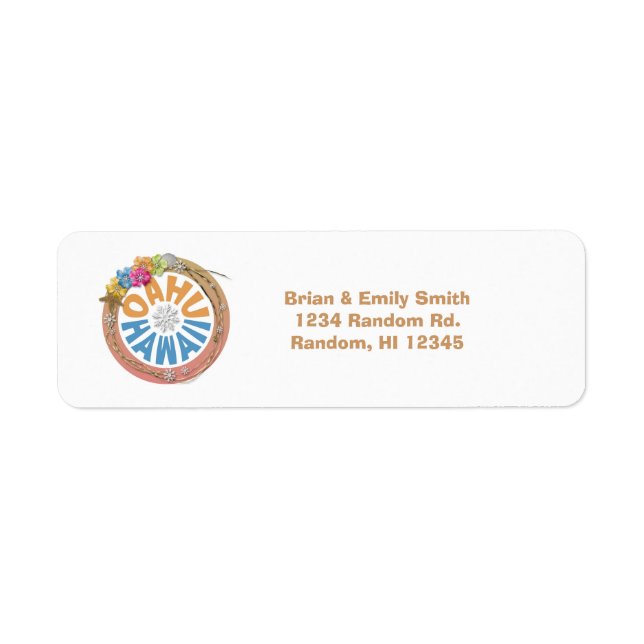 Oahu Hawaii hibiscus holiday return address labels (Front)