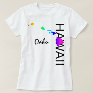 OAHU - HAWAII ISLANDS NEON RAINBOW T-Shirt