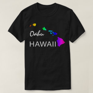 OAHU - HAWAII ISLANDS NEON RAINBOW T-Shirt
