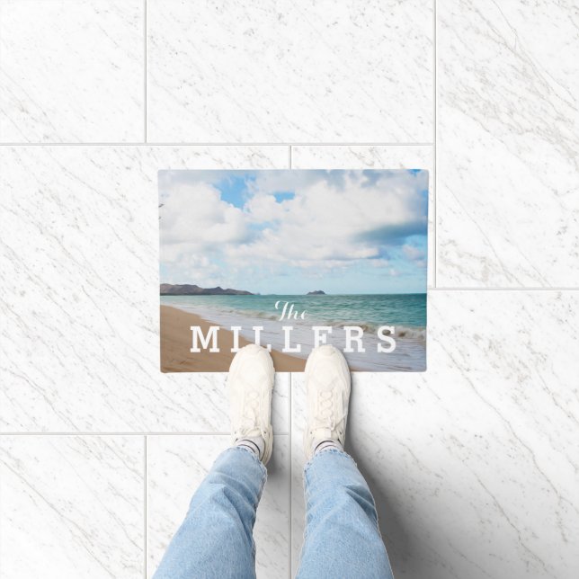 Oahu Hawaii Ocean Waves & Beach Doormat (Indoor)