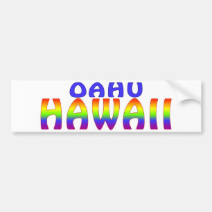 Oahu Hawaii rainbow words Bumper Sticker